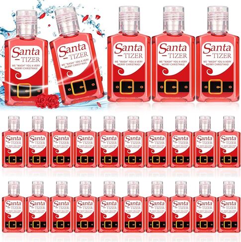 Oudain 50 Pcs Christmas Santa Mini Hand Sanitizer Bulk Christmas Gift Favors Small Hand Sanitizer for Guest 1fl oz Travel Size Hand Soap Gift for Christmas Xms Party Supplies in Saudi Arabia
