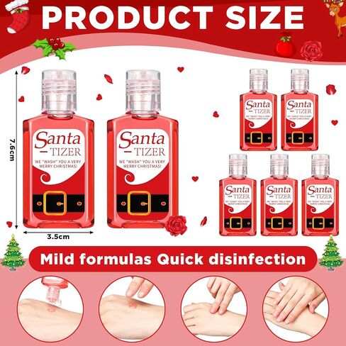 Oudain 50 Pcs Christmas Santa Mini Hand Sanitizer Bulk Christmas Gift Favors Small Hand Sanitizer for Guest 1fl oz Travel Size Hand Soap Gift for Christmas Xms Party Supplies in Saudi Arabia