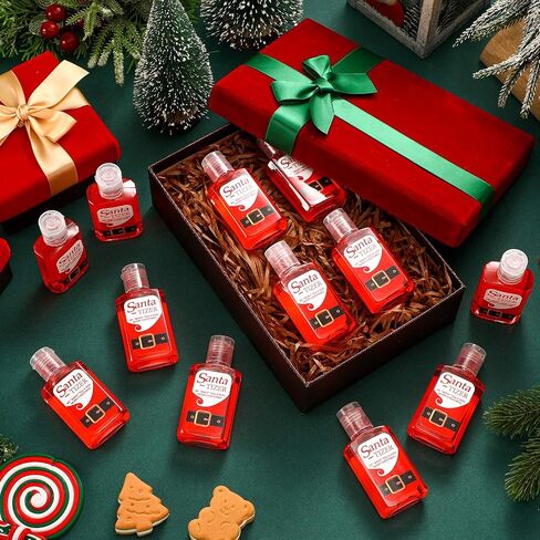 Oudain 50 Pcs Christmas Santa Mini Hand Sanitizer Bulk Christmas Gift Favors Small Hand Sanitizer for Guest 1fl oz Travel Size Hand Soap Gift for Christmas Xms Party Supplies in Saudi Arabia