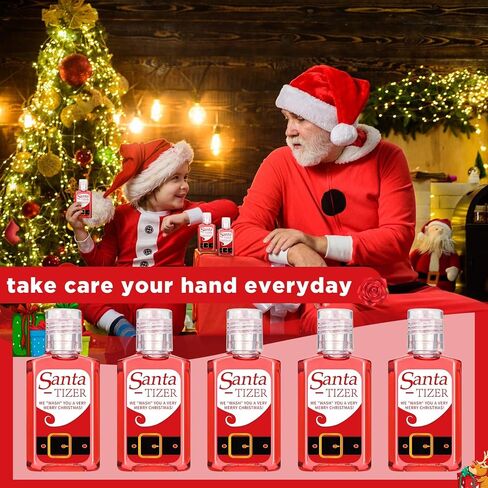 Oudain 50 Pcs Christmas Santa Mini Hand Sanitizer Bulk Christmas Gift Favors Small Hand Sanitizer for Guest 1fl oz Travel Size Hand Soap Gift for Christmas Xms Party Supplies in Saudi Arabia
