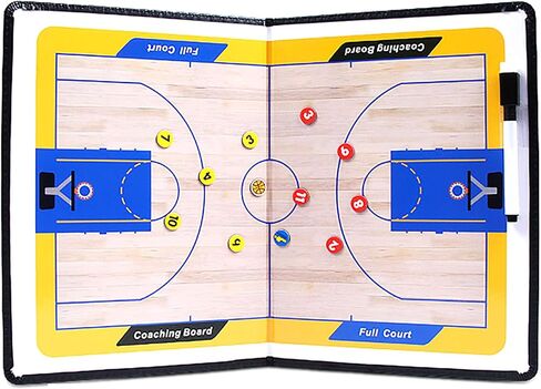YIKANGHENG Basketball Coach Board, 11 Inch x 8 Inch Foldable PU Leather Wipable Coach Board with Eraser Marker for Basketball Coach Teaching in Saudi Arabia