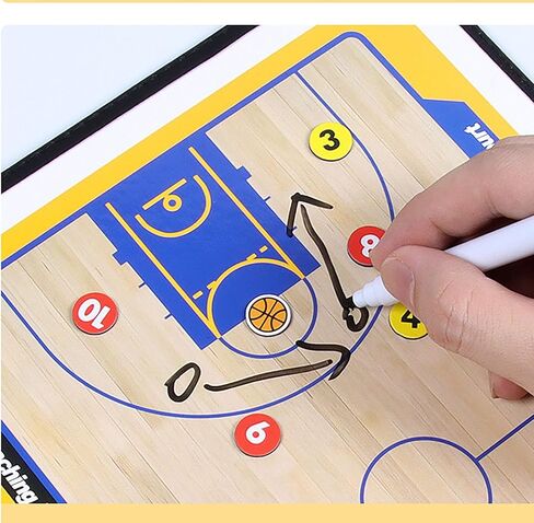 YIKANGHENG Basketball Coach Board, 11 Inch x 8 Inch Foldable PU Leather Wipable Coach Board with Eraser Marker for Basketball Coach Teaching in Saudi Arabia