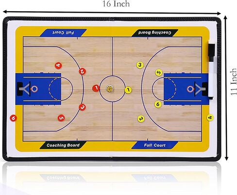 YIKANGHENG Basketball Coach Board, 11 Inch x 8 Inch Foldable PU Leather Wipable Coach Board with Eraser Marker for Basketball Coach Teaching in Saudi Arabia