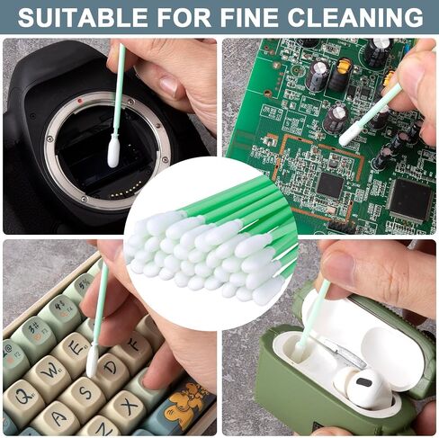 140PCS Foam Cleaning Swabs, 4 Types Microfiber Knitted Polyester Swab Head Tips for Lab, Electronics, Printer, Gun, Camera, Optical Lens, Cleanroom, Watch, Arts, Crafts, Car Detailing in Saudi Arabia