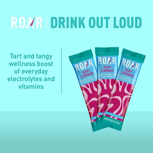 Roar Complete Hydration Powder Plus - Hydration Packets with Zinc and Elderberry - Electrolytes Powder No GMOs, Gluten Free - Berry Lemonade - 12 pc in Kuwait