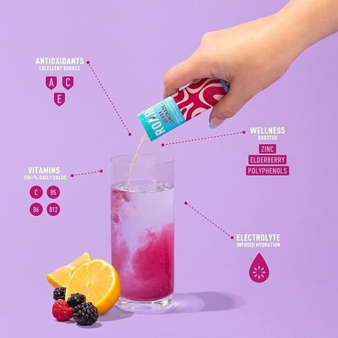 Roar Complete Hydration Powder Plus - Hydration Packets with Zinc and Elderberry - Electrolytes Powder No GMOs, Gluten Free - Berry Lemonade - 12 pc in Kuwait