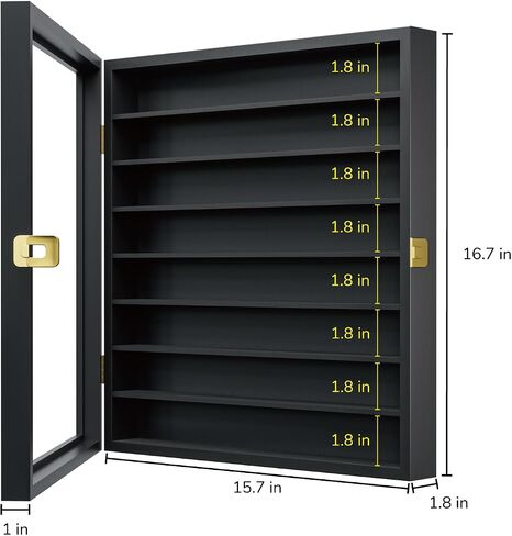 Large Display Case for 1/64 Scale Model Cars, Wall-Mounted or Freestanding Wood Display Cabinet for Hot Wheels, Mini Toys, Minifigures, UV Protection Shadow Box, Display Case, Black in Saudi Arabia