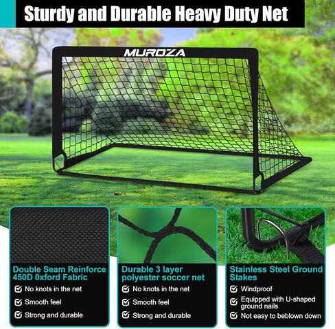 Soccer Goals for Backyard Set, 6x4 ft Portable Pop Up Soccer Nets with Soccer Ball, Agility Ladder, Cones, Complete Training Equipment for Youth, Toddler Outdoor Sports Games(Black) in Saudi Arabia