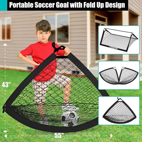 Soccer Goals for Backyard Set, 6x4 ft Portable Pop Up Soccer Nets with Soccer Ball, Agility Ladder, Cones, Complete Training Equipment for Youth, Toddler Outdoor Sports Games(Black) in Saudi Arabia