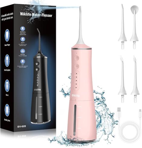 Water flosser Cordless, Electric Dental Flossers USB Rechargable Teeth Flosser, Professional Electric Portable Oral Irrigator with 4 Modes Green in Saudi Arabia