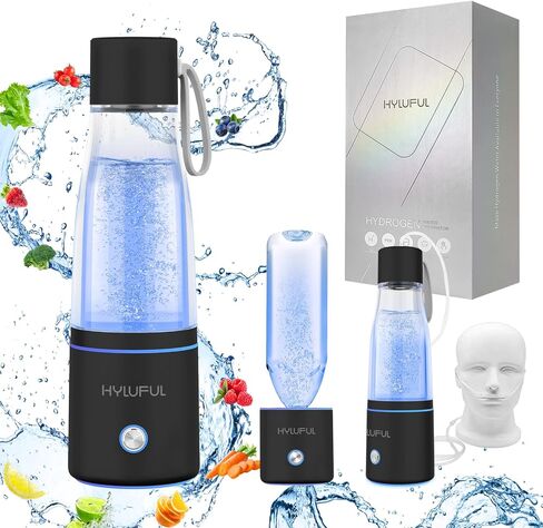 5000PPB Hydrogen Water Bottle, 3 in 1 Hydrogen Water Bottle Generator with SPE/PEM Electrolysis Technology Portable Hydrogen Water Ionizer Machine for Home, Office/Black in Kuwait