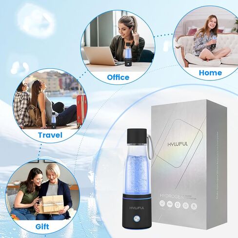 5000PPB Hydrogen Water Bottle, 3 in 1 Hydrogen Water Bottle Generator with SPE/PEM Electrolysis Technology Portable Hydrogen Water Ionizer Machine for Home, Office/Black in Kuwait