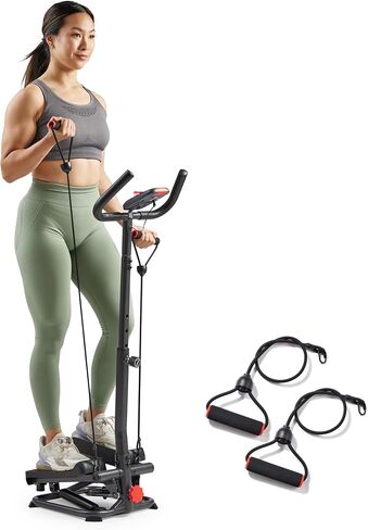 Sunny Health & Fitness Total Body 2-in-1 Stepper Machine, Total Body Workout, Adjustable Hydraulic, Resistance Bands, Non-Slip Pedals w Optional Free SunnyFit App Enhanced Bluetooth Connectivity in Saudi Arabia