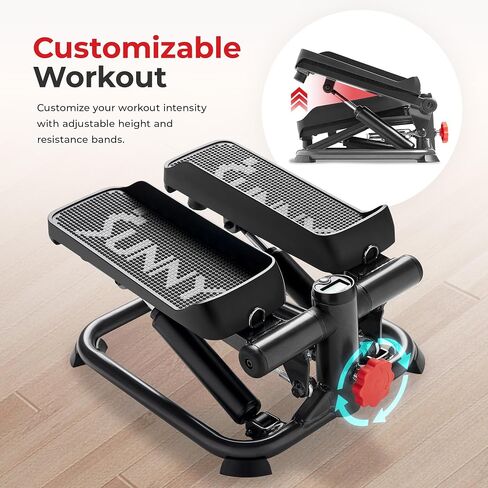Sunny Health & Fitness Total Body 2-in-1 Stepper Machine, Total Body Workout, Adjustable Hydraulic, Resistance Bands, Non-Slip Pedals w Optional Free SunnyFit App Enhanced Bluetooth Connectivity in Saudi Arabia