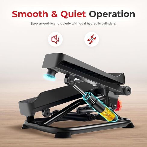 Sunny Health & Fitness Total Body 2-in-1 Stepper Machine, Total Body Workout, Adjustable Hydraulic, Resistance Bands, Non-Slip Pedals w Optional Free SunnyFit App Enhanced Bluetooth Connectivity in Saudi Arabia