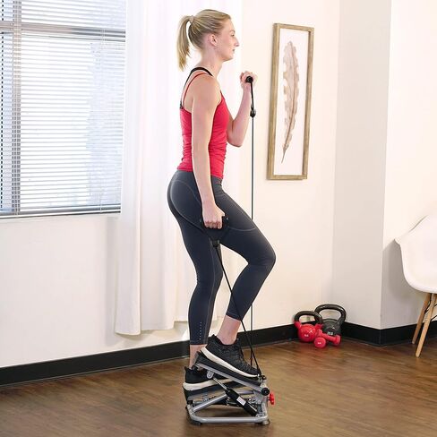 جهاز السائر 2 في 1 لكامل الجسم من Sunny Health & Fitness، تمرين كامل الجسم، هيدروليكي قابل للتعديل، أشرطة مقاومة، دواسات مضادة للانزلاق مع تطبيق SunnyFit الاختياري المجاني، اتصال بلوتوث معزز in Kuwait