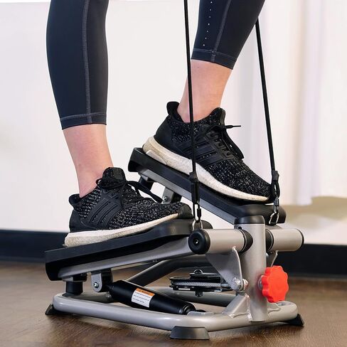 جهاز السائر 2 في 1 لكامل الجسم من Sunny Health & Fitness، تمرين كامل الجسم، هيدروليكي قابل للتعديل، أشرطة مقاومة، دواسات مضادة للانزلاق مع تطبيق SunnyFit الاختياري المجاني، اتصال بلوتوث معزز in Kuwait