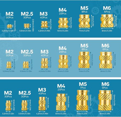 415 قطعة إدراجات مترابطة الحرارة مجموعة إدراج M2 M2.5 M3 M4 M5 M6 متري المكسرات مخرش النحاس إدراجات مجموعة متنوعة إدراجات مترابطة لمكونات الطباعة البلاستيكية ثلاثية الأبعاد in Saudi Arabia
