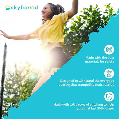 حصيرة الترامبولين البديلة من SkyBound، تناسب إطارات بطول 14 قدمًا مع أداة زنبركية وحلقات على شكل حرف V متينة، ترتد بأمان مع صفوف إضافية من الخياطة - حصيرة القفز للترامبولين المستدير بطول 14 قدمًا - تناسب زنبركات 72 و88 و96 in Kuwait