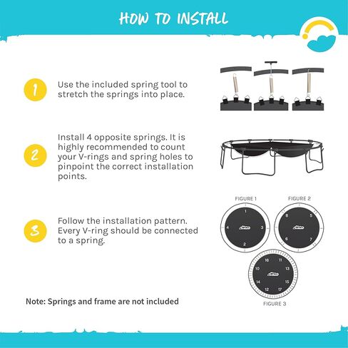 حصيرة الترامبولين البديلة من SkyBound، تناسب إطارات بطول 14 قدمًا مع أداة زنبركية وحلقات على شكل حرف V متينة، ترتد بأمان مع صفوف إضافية من الخياطة - حصيرة القفز للترامبولين المستدير بطول 14 قدمًا - تناسب زنبركات 72 و88 و96 in Kuwait