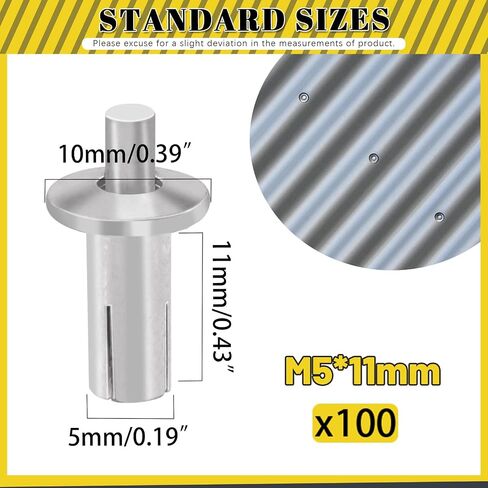 100Pcs M5 x 11mm Aluminum Core Rivets with Round Head, Half Round Head Hammer Drive Rivets, Knock Type Expansion Aluminum Rivets for Home Electronic Equipment in Saudi Arabia