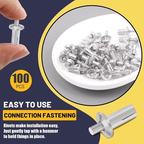 100Pcs M5 x 11mm Aluminum Core Rivets with Round Head, Half Round Head Hammer Drive Rivets, Knock Type Expansion Aluminum Rivets for Home Electronic Equipment in Saudi Arabia
