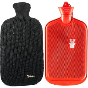 Peterpan Knit Rubber Hot Water Bottle with Wool Blend Cover, Size: XXX-Large, Hot Water Bottles for Pain Relief, BPA & PVC Free, 100 Fl Oz Capacity, Original, Wool Blend Hot Water Bottle, Pink & Red