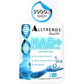 NAD Supplement 1000mg |Resveratrol 500mg |TMG Trimethylglycine 500mg |Vitamins for Cell Regeneration, Heart & brain Function, DNA Repair, Longevity, Energy & Oxidative Stress | 60Caps
