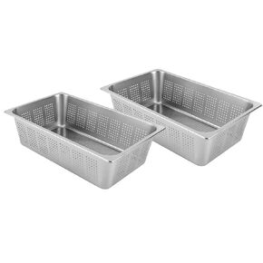 DYNAMI 2-Pack 6 Inch Deep Full Size Steam Table Pans, Anti-Jam Perforated Stainless Steel Steam Pans,Restaurant and Commercial Stainless Steel Food Containers