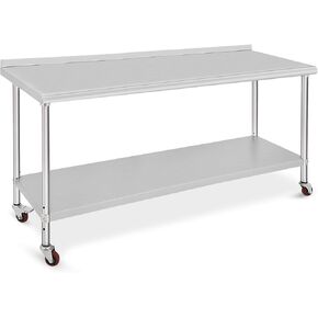 Stainless Steel Work Table - Heavy Duty Food Prep Worktable, Adjustable Under Shelf, Ideal for Commercial Kitchen, Home, Hotel, and Garage. 72 * 30 * 35inch