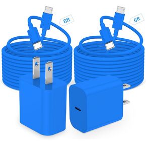 iPhone 15 Charger Fast Charging,20W USB C Fast Charger for iPhone 15/15 Plus/Pro Max, iPad Pro 12.9/11 inch, iPad Air 5th/4th, iPad 10th, 2Pack Type C Wall Charger Block with 6FT Long USB C to C Cable