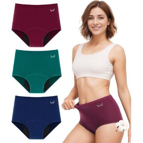 Benirap Period Underwear for Women Heavy Flow Leakproof High Waisted Cotton Panties Postpartum Menstrual Briefs 3 Pack