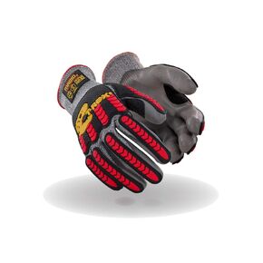 MAGID T-REX TRX442 Flex Series Lean Lightweight Impact Gloves, 1 Pair, Polyurethane Palm Coated, Size 7/S, Salt & Pepper