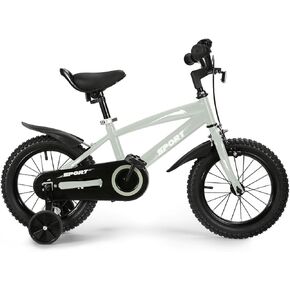 BODIOO Kids Bike Bicycle 14 Inches Kid Bicycle for Boys Girls with Training Wheels Sturdy Frame Adjustable Seat Handbrake and Coaster Brake for Rider 37 to 42 Inch（Mint Gray）