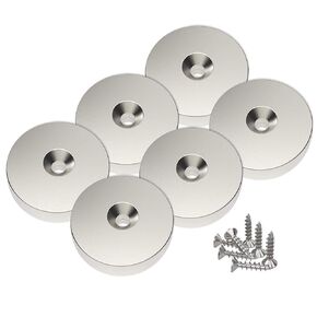 Magnetpro 6 Pieces Disc Magnete 20 LB Force 1.0“ * x 0.2" with Counterbore and Screws