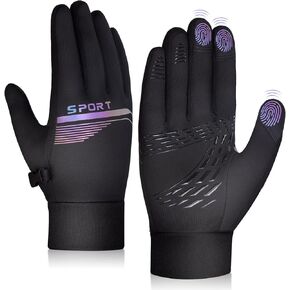 OOPOR Winter Warm Gloves Running Gloves - Touch Screen Cycling Thermal Gloves Man Woman Windproof Gloves Non Slip Ultralight Biking Black Gloves with Fleece Lining for Hiking Driving Climbing