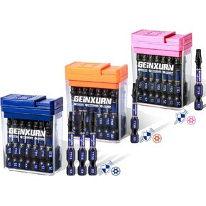 181 Pieces Impact Screwdriver Bits Set with Colorful Boxes, 1" Magnetic (PH2,PZ2,SQ2,T10,T15,T20,T25,T30) S2 Steel Multi Driver Bits