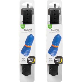 Nite Ize GearPro Utility Strap - Durable All-Purpose Utility Strap with Aluminum Buckle - Rubber Strap for Securing Equipment & Gear - UV-Resistant & Stretchy Strap - 24", Black (2 Pack)