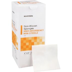 McKesson Non-Woven Sponges, Non-Sterile, 4-Ply, High Absorbency, Polyester/Rayon, 4 in x 4 in, 200 per Pack, 10 Packs, 2000 Total