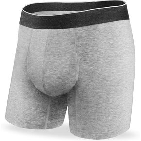 Incontinence Underwear for Men Washable Absorbent 2.3 oz Leak Proof Prostate Bladder Control Long Leg Boxer Briefs 1 Pack (Light Gray, XL)