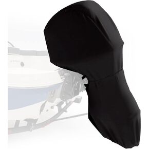 Full Outboard Motor Cover, 800D Heavy Duty Waterproof Boat Motor Cover, Trailerable Boat Engine Cover Fit for Motor 100-150 HP, Black