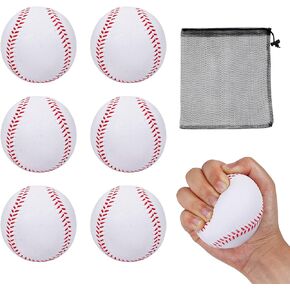 Foam Baseballs, Soft Foam Practice Baseballs for Kids, for Hitting Training Pitch Baseball Baseball Stress Ball with Mesh Drawstring Bag