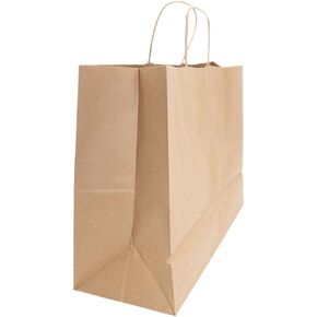 Paper Bags - Handle Bags - Kraft Color - 16"x6"x12" - 250 Bags - 74 LB Weight basis (110 GSM strong) Twisted Handle. Packed in cases. - Kraft/Natural