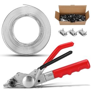 Metal Banding Strapping Kit Stainless Steel Banding and Buckle Set Steel Banding Strapping Kit Include Metal Strapping Tensioner with 100pcs Buckle 3/4" X 100 Feet Banding Coil