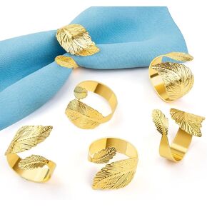 30 Pcs Gold Leaf Napkin Rings Metal Napkin Rings Cloth Napkin Holder Ring for Dining Table Decor for Weddings Anniversary Birthday Valentine Christmas Halloween Thanksgiving Party