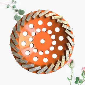 7 inch 180mm Diamond Grinding Cup Turbo Grinder 24pcs Turbo Diamond Segments Grinding Disk to Grind Epoxy Coatings/Vinyl/Mastic/Stone Paver/Concrete Slab/Floor Driveway Orange Color