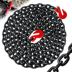 5/16" Tow Chain, 16 FT Binder Chain, G80 Trailer Safety Chains with G70 Clevis Grab Hooks, Wll 4900 Lbs Heavy Duty Chain for Logging,Towing,Lifting,Trailer Truck Tie Down Binding Equipment