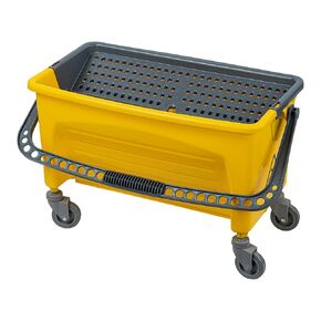 Restaurantware-Clean Tek Professional 44 Quart Cleaning Bucket, 1 Bucket with Comfortable Handle - Drain Valve, Heavy-Duty, Yellow Bucket On Wheels, Portable, for Restaurant, Home, Office