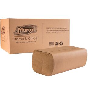 Marcal® Multifold Paper Towels (H3250N), 9.25" x 9.5" sheets, Brown, (250 Sheets/Pack, 16 Packs/Case, 4,000 Sheets/Case), Perfect for Home & Office, Away-from-Home Products, Paper Towels Bulk