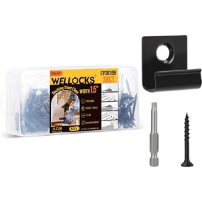 WELLOCKS Start Clips 1.5" Width Black 36 Pack with Deck Screws T25 Bit Universal Starter Clips for 400 SQ. FT. of Decking Board Hidden Clip Fastener(CP3836B)